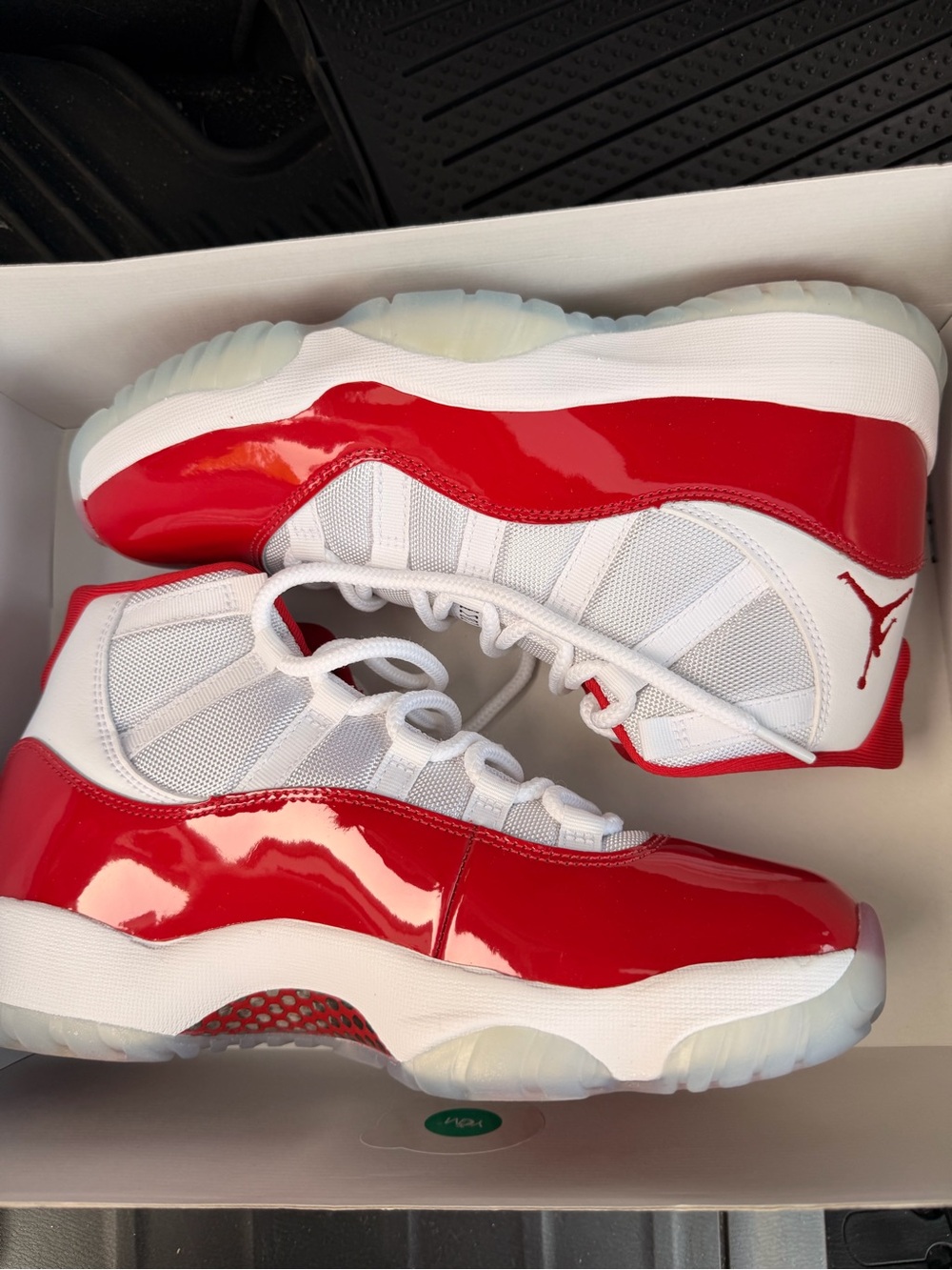 Men’s Red and White Jordan 11 Basketball Sneakers -